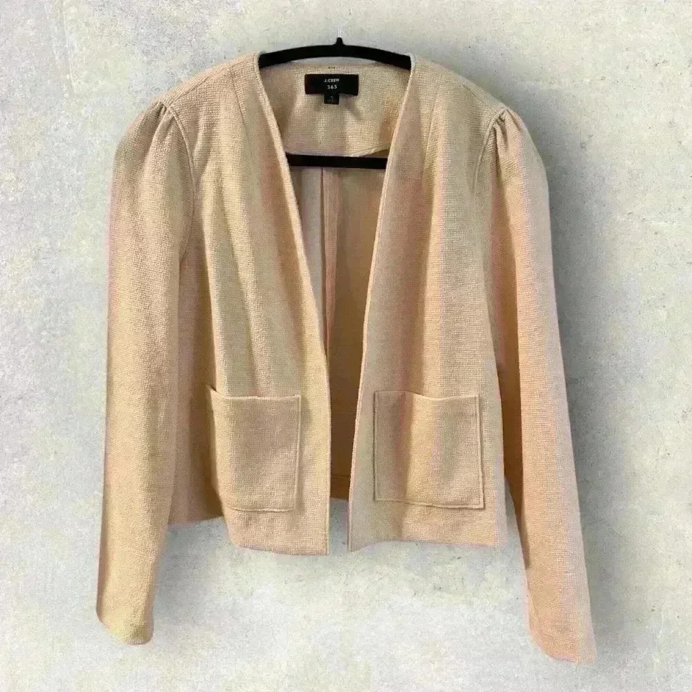 J Crew Blazer Small Womens 365 Boucle Tweed
Light Pink Open Front Jacket